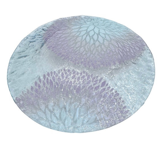 SET OF 8 SYDENSTRICKER CAPE COD PINK & WHITE CHRYSANTHEMUM FUSED GLASS PLATES - Picture 11 of 13